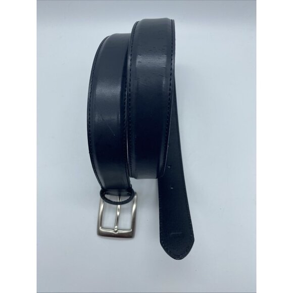 Men's Black Genuine Leather Belt Size 32 | 1 1/8" Wide | Style 8221 | Classic Fi - Picture 3 of 14